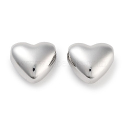 Brass Beads, Heart, Platinum, 10.5x11.5x6.5mm, Hole: 1.6mm(KK-C051-62B-P)