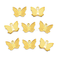 Vacuum Plating 201 Stainless Steel Pendants, Butterfly, Golden, 11x15.5x3.5mm, Hole: 1mm(STAS-Q243-LM128)