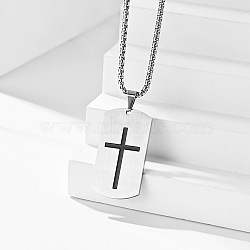 Stainless Steel Military Tag Necklaces, Cross Pendant Necklaces for Men(KD7278-2)