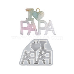 Father Papa Silicone Molds, Keychian Pendants Molds, Gesso Resin Casting Molds, White, Letter, 67x85x7mm, Inner Diameter: 59x68mm(DIY-NH0009-01A)