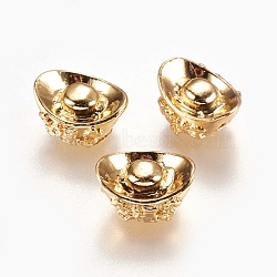Alloy Beads, Long-Lasting Plated, Ingot, Real 18K Gold Plated, 11x8.5x5mm, Hole: 1.5mm(PALLOY-P173-04G)