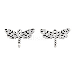 201 Stainless Steel Filigree Joiners Links, Laser Cut, Dragonfly, Stainless Steel Color, 13.5x20x1mm(STAS-S105-JN868-1)
