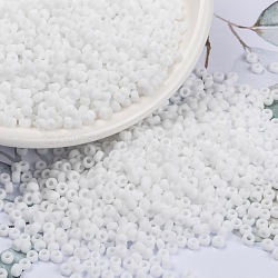 MIYUKI Round Rocailles Beads, Japanese Seed Beads, 8/0, (RR402F) Matte White, 3mm, Hole: 1mm, about 422~455pcs/10g(X-SEED-G008-RR0402F)