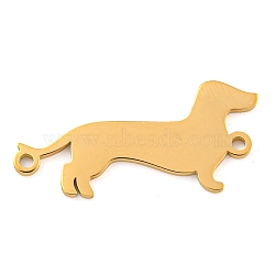 304 Stainless Steel Connector Charms, Laser Cut, Dog Links, Real 18K Gold Plated, 11x22x1mm, Hole: 1.2mm(STAS-Z076-22G)