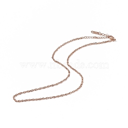 Ion Plating(IP) 304 Stainless Steel Rope Chain Necklace for Men Women, Rose Gold, 15.87 inch(40.3cm)(NJEW-K245-010E)