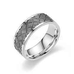 201 Stainless Steel Cross Pattern Finger Rings for Men, Stainless Steel Color, US Size 11(20.6mm)(FS-WGDD078-15)