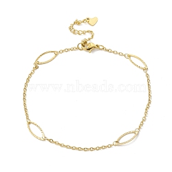 Vacuum Plating 304 Stainless Steel Horse Eye Link Anklet with Cable Chains for Women, Golden, 9-1/8 inch(23.2cm)(STAS-E001-23G)