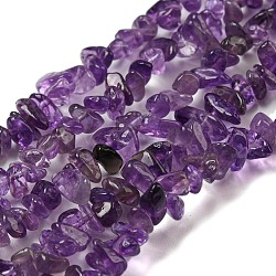 Natural Amethyst Beads Strands, Chip, 4~16x3~4x3~6mm, Hole: 0.6mm, 30.71''(78cm)(X-G-G0003-B44)