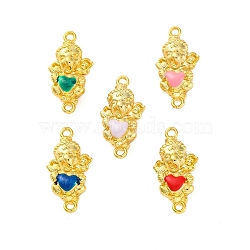 Brass Enamel Elephant Connector Charms, Real 18K Gold Plated, Mixed Color, 19.5x9.5x6mm, Hole: 1.2mm(KK-H497-01G)