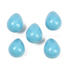 Electroplate Opaque Glass Beads, Imitation Turquoise, Teardrop, Half Drilled, Deep Sky Blue, 15x12mm, Hole: 1mm(GLAA-A044-02C)