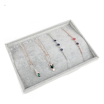 Velvet Necklace Display Tray, Jewelry Organizer Holder for Necklace Storage, Rectangle, Gainsboro, 240x350x30mm