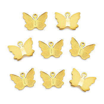 Vacuum Plating 201 Stainless Steel Pendants, Butterfly, Golden, 11x15.5x3.5mm, Hole: 1mm