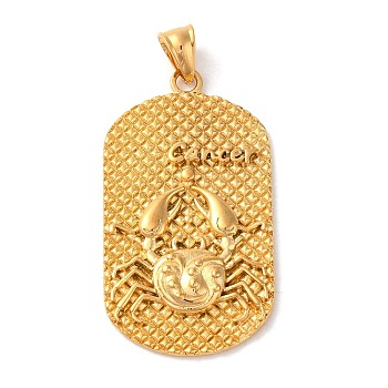 316L Surgical Stainless Steel Big Pendants, Real 18K Gold Plated, Oval with Constellations Charm, Cancer, 53x29x4mm, Hole: 8x5mm