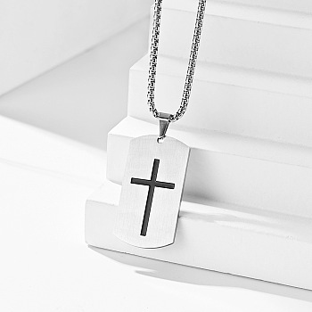 Stainless Steel Military Tag Necklaces, Cross Pendant Necklaces for Men