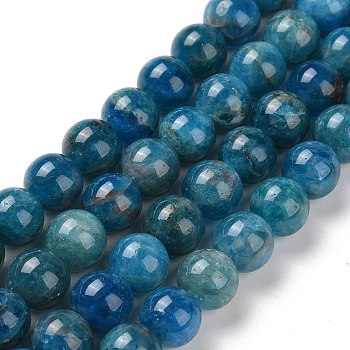 Natural Apatite Beads Strands, Round, 8~9mm, Hole: 1mm, about 45~48pcs/strand, 15.7 inch