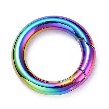 Rainbow Color Vacuum Plating 304 Stainless Steel Spring Gate Rings, O Rings, 20x3.5mm