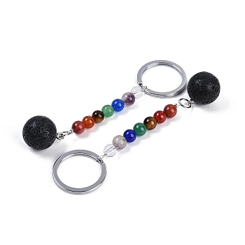 Gemstone Keychain, with Iron Rings, 95~96mm