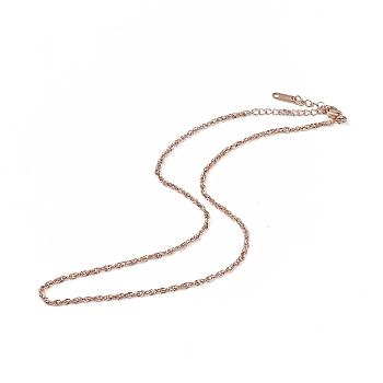 Ion Plating(IP) 304 Stainless Steel Rope Chain Necklace for Men Women, Rose Gold, 15.87 inch(40.3cm)
