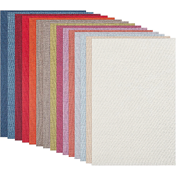 BENECREAT Cotton Flax Fabric, Sofa Cover, Garment Accessories, Mixed Color, 29~30x19~20x0.07cm, 15 colors, 1pc/color, 15pcs/set