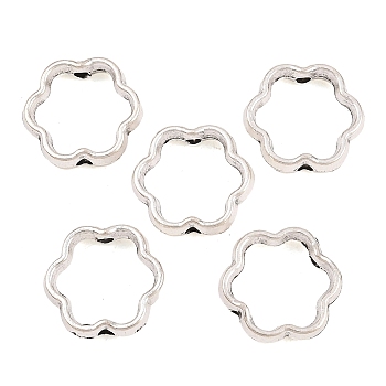 Tibetan Style Alloy Bead Frame, Flower, Antique Silver, 12.5x13.5x3~3.5mm, Hole: 1.6mm, Inner Size: 10.5x10.5mm