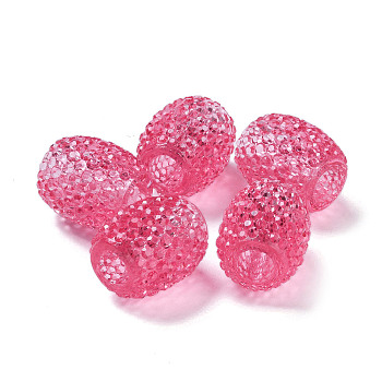 Transparent Resin European Jelly Colored Beads, Large Hole Barrel Beads, Bucket Shaped, Cerise, 15x12.5mm, Hole: 5mm
