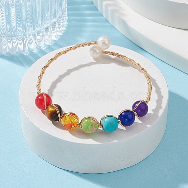 bracelet en perles de pierre et de perles mélangées naturelles et synthétiques(BJEW-JB09646)-2