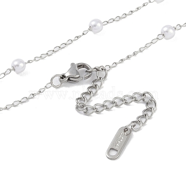 304 Stainless Steel with Shell Pearl Pendant Necklaces(NJEW-Z033-02P)-3