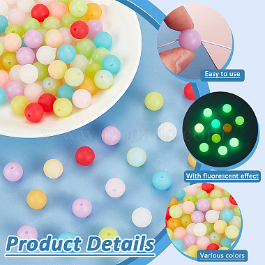 Elite 100Pcs 10 Colors Round Luminous Silicone Beads(SIL-PH0001-20)-4