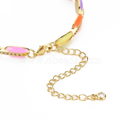 Brass Micro Pave Cubic Zirconia Link Chain Bracelet for Women(BJEW-T020-05G-09)-3