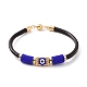 Japanese Seed Column with Evil Eye Beaded Bracelet with Cowhide Cords for Women(BJEW-JB09078-01)-1