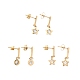 3 paire 3 boucles d'oreilles pendantes avec étoile en cristal et chiffres romains(EJEW-B020-02G)-1