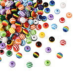 200Pcs Lined Round Resin Beads, Round, Mixed Color, 8mm(RESI-SP0001-44)