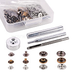 DIY Jewelry Kits, with Brass Snap Buttons, 45# Steel Hole Punch Tool Sets & Round Base, Leather Punch Leathercraft Hole Craft, Mixed Color, 9.5x7x3cm(TOOL-YW0001-60)