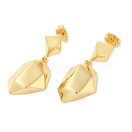 Polygon Brass Dangle Stud Earrings, Long-Lasting Plated, Cadmium Free & Lead Free, Real 18K Gold Plated, 34x14mm(EJEW-G382-05G)
