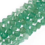 Natural Green Aventurine Beads Strands, Faceted, Cube, 7.2~8x6.2~7.5x6.2~7.5mm, Hole: 1.2mm, about 52pcs/strand, 14.37 inch(36.5cm)(G-E560-B01)