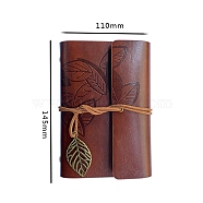 PU Leather Cover Binder Notebooks, Travel Journal, with String, Leaf Pendants & Kraft Paper, Rectangle, Coconut Brown, 145x110mm(PW-WG73306-03)