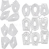 Frame Carbon Steel Cutting Dies Stencils, for DIY Scrapbooking/Photo Album, Decorative Embossing DIY Paper Card, Irregular 3D Flowers, Silver, 83~157x78~108x0.8mm, 3pcs/set(DIY-CA0001-22S)