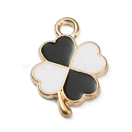 Alloy Enamel Pendants, Golden, Clover, White, 18x12x1.3mm, Hole: 1.8mm(ENAM-CJC0006-46F)