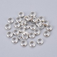 Brass Spacer Beads, Rondelle, Silver Color Plated, 5x1.8mm, Hole: 3.5mm(EC082-S)