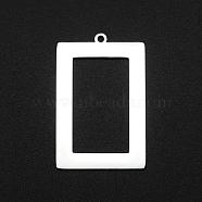201 Stainless Steel Pendants, Laser Cut, Hollow, Rectangle, Stainless Steel Color, 34x22x1mm, Hole: 1.6mm(STAS-N090-LA045)