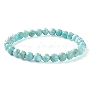 Natural Larimar Crystal Round Beads Stretch Bracelet for Men Women, Beads: 6.5mm, Inner Diameter: 2-1/8 inch(5.5cm)(BJEW-LS0001-06)