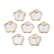 Natural Capiz Shell Charms, with Light Gold Plated Brass Edge, Flower, 12x12x0.5mm, Hole: 1mm(SSHEL-N034-128)
