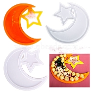 Moon & Star Tray Silicone Molds, Storage Plate Dish  Resin Casting Molds, For UV Resin, Epoxy Resin Jewelry Making, White, 364x355x10.5mm, Inner Diameter: 345x335mm(DIY-P019-01)