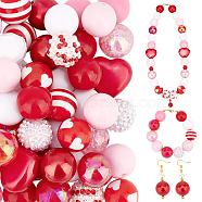 Elite 1 Set Mixed Style Acrylic Round Beads Sets, Red, 19~20mm, Hole: 2mm, about 50pcs/bag(SACR-PH0001-52J)