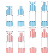 8Pcs 8 Styles PETG Portable Refillable Bottles, Travel Spray/Pump Lotion Bottle, Mixed Color, 3.25~3.35x9.85~11.95cm, Capacity: 15~30ml(0.51~1.01fl. oz), 1pc/style(FIND-OC0002-80)
