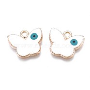 Alloy Enamel Pendants, Cadmium Free & Nickel Free & Lead Free, Light Gold, Butterfly with Evil Eye, Wheat, 13.5x16x2mm, Hole: 1.8mm(ENAM-S126-148)