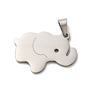 304 Stainless Steel Pendants, Laser Cut, Elephant Charm, Stainless Steel Color, 20x23x1mm, Hole: 5.6x3mm(STAS-O005-24B-P)