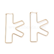 304 Stainless Steel Hoop Earrings, Golden, Letter.K, 76.8x41.5x2mm, 12 Gauge, Pin: 0.6x1.5mm(EJEW-F251-A02-K)