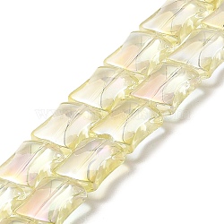 Electroplate Glass Beads Strands, Rainbow Plated, Bamboo Joint, Pale Goldenrod, 12x10x5.5mm, Hole: 1mm, about 49pcs/strand, 24.02''(61cm)(EGLA-H103-FR01)