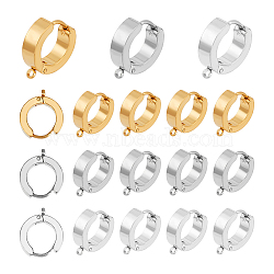 18Pcs 3 Colors 201 Stainless Steel Huggie Hoop Earrings Findings, with 316 Surgical Stainless Steel Earring Pins and Loops, Mixed Color, 18 Gauge, 15x13x4mm, Hole: 1.4mm, Pin: 1mm, 6pcs/color(STAS-UN0056-83)